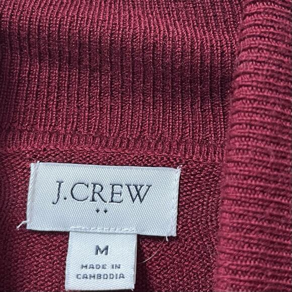 J Crew Womens Wool Blend Turtleneck Sweater Size M Burgundy Preppy Academia - Picture 5 of 7